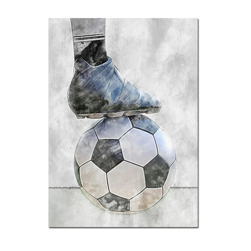 Cuadro Moderno de Fútbol y Básquetbol - Decoración Infantil