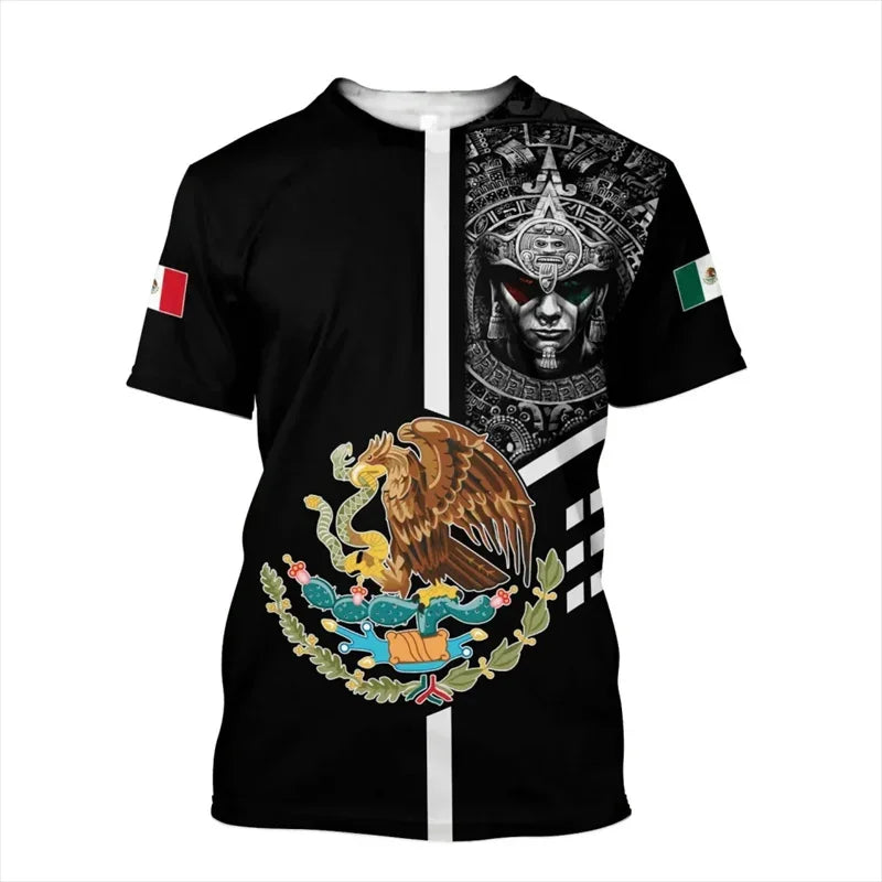 Camiseta Bandera y Águila México - Estampado 3D Oversized