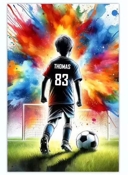 Cuadro Personalizado de Fútbol - Tu Nombre y Número