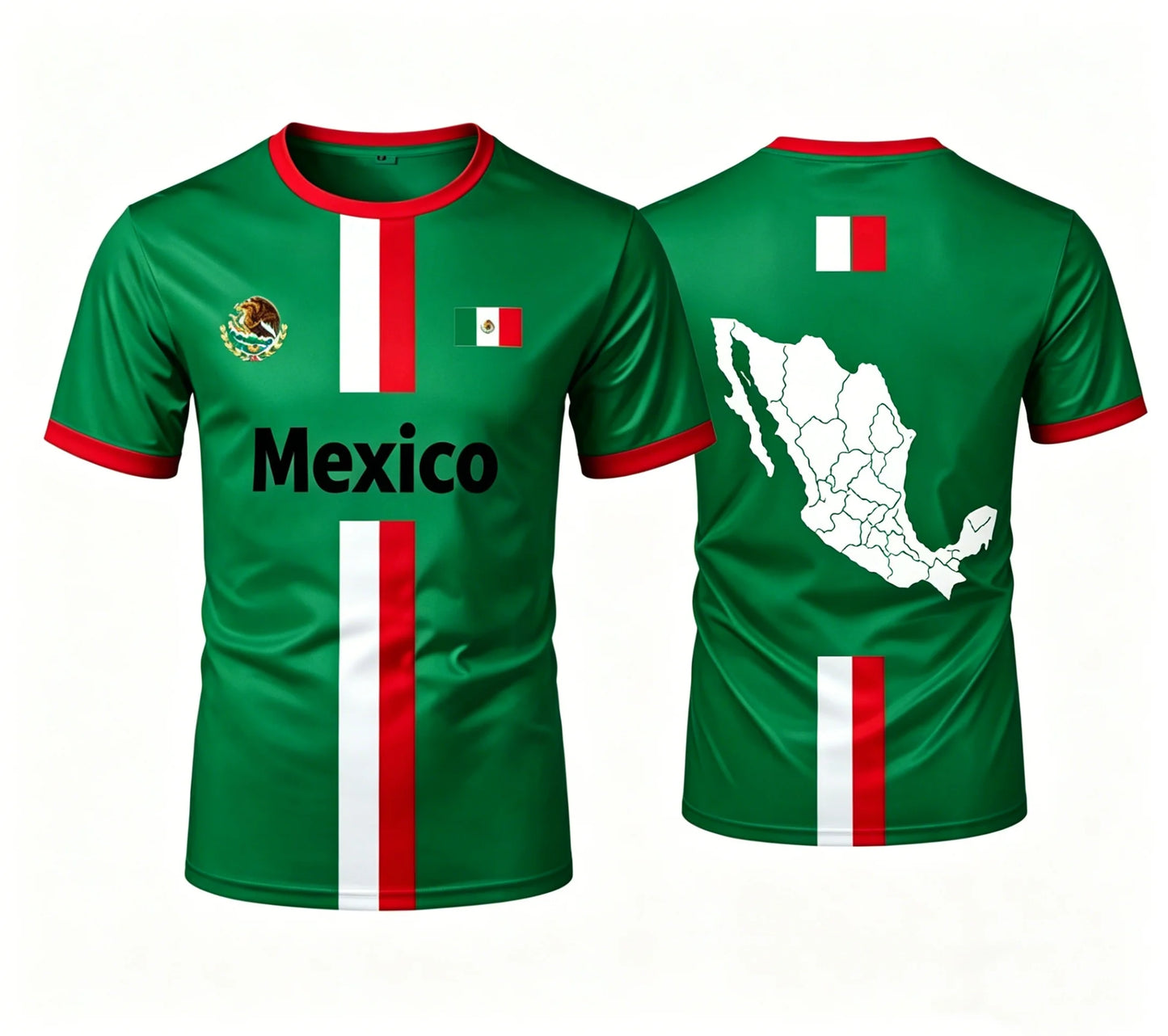 Camiseta Casual Bandera de México - Fanático del Fútbol