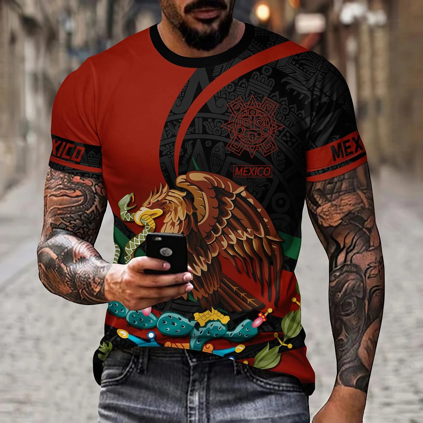 Camiseta México Bandera y Águila - Oversized Casual