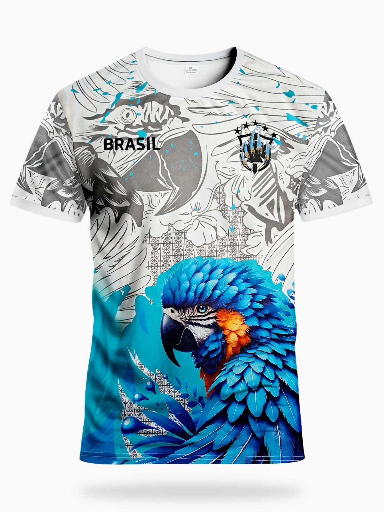 Camiseta Brasil Tropical - Loro y Bandera, Secado Rápido