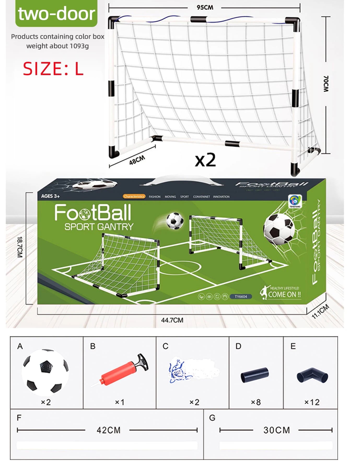 Portería Plegable con Balón y Bomba - Juguete Deportivo Infantil