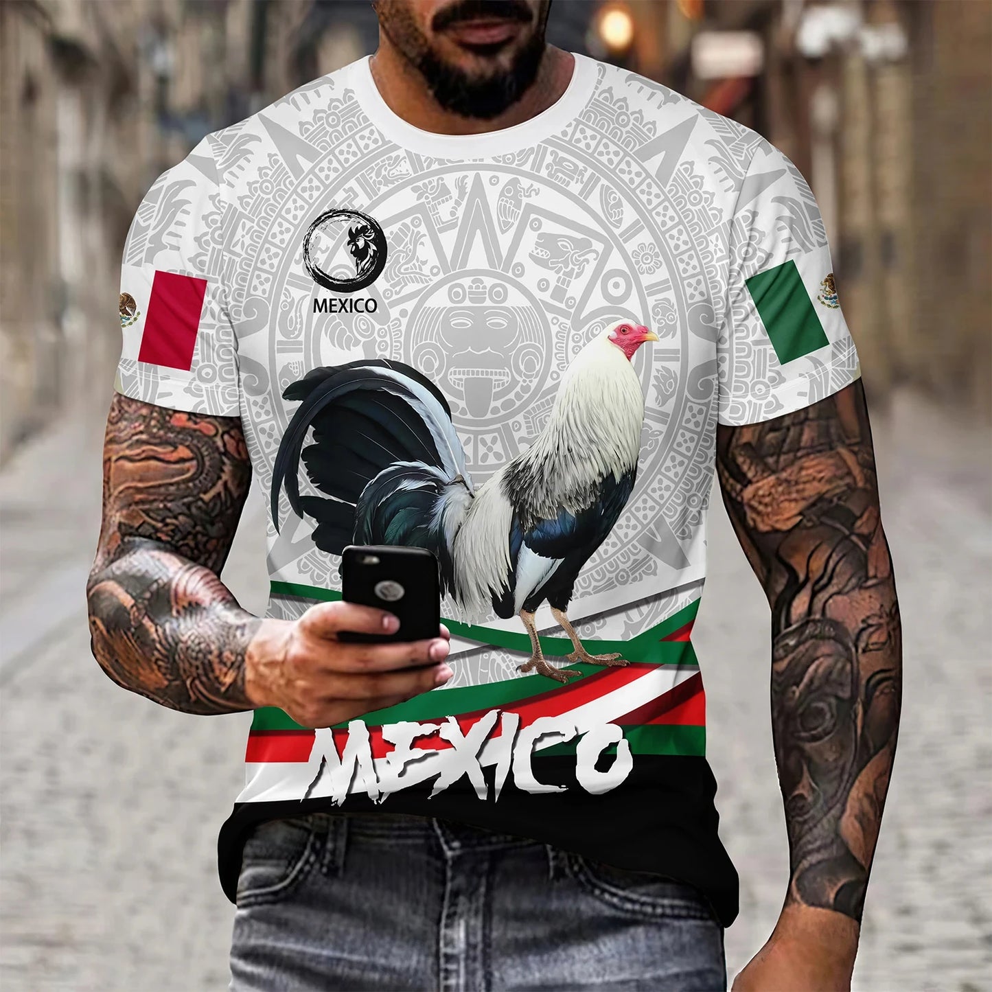 Camiseta México Bandera y Águila - Oversized Casual