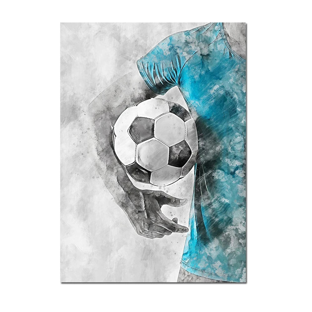Cuadro Moderno de Fútbol y Básquetbol - Decoración Infantil