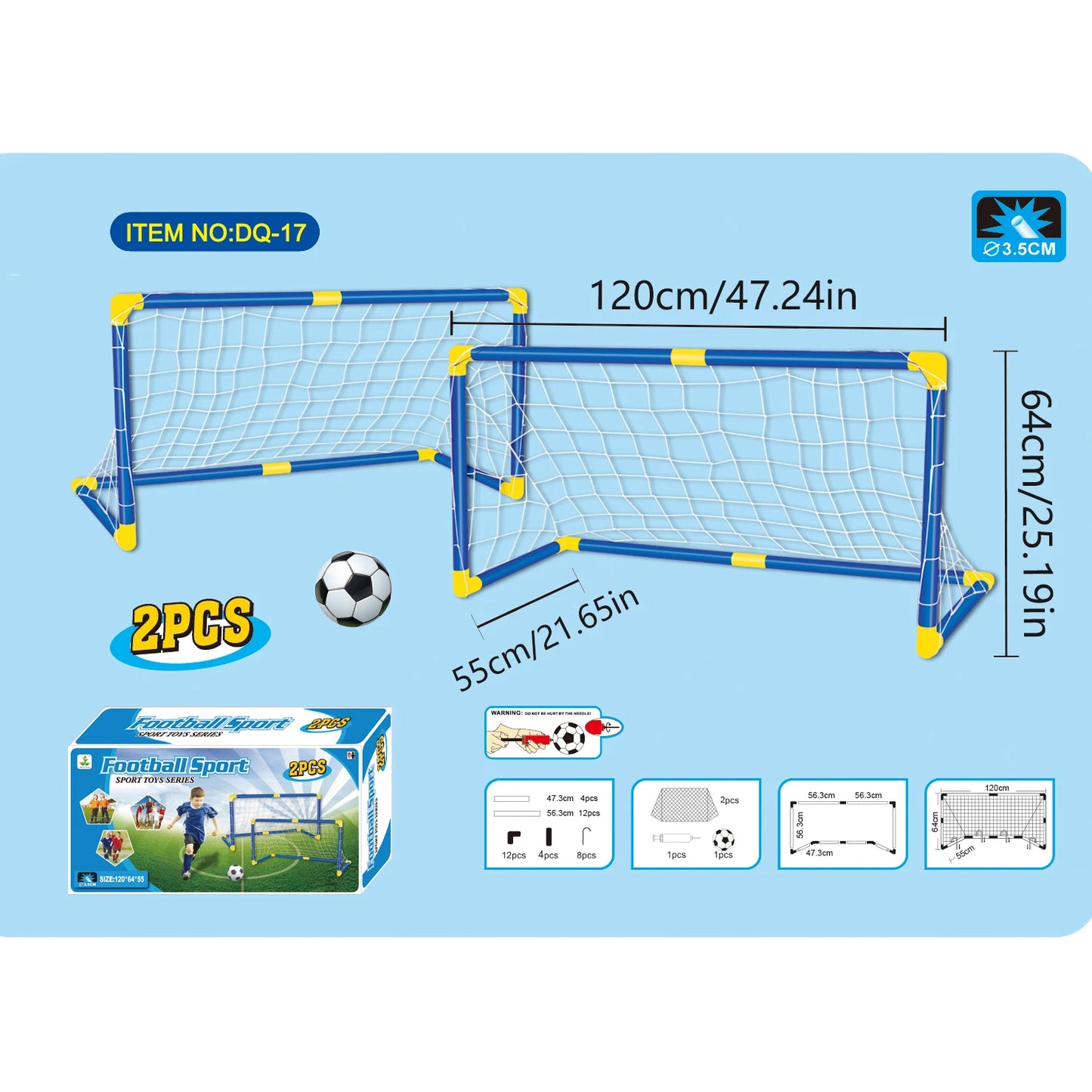 Set de 2 Porterías Infantiles con Balón - Portátiles