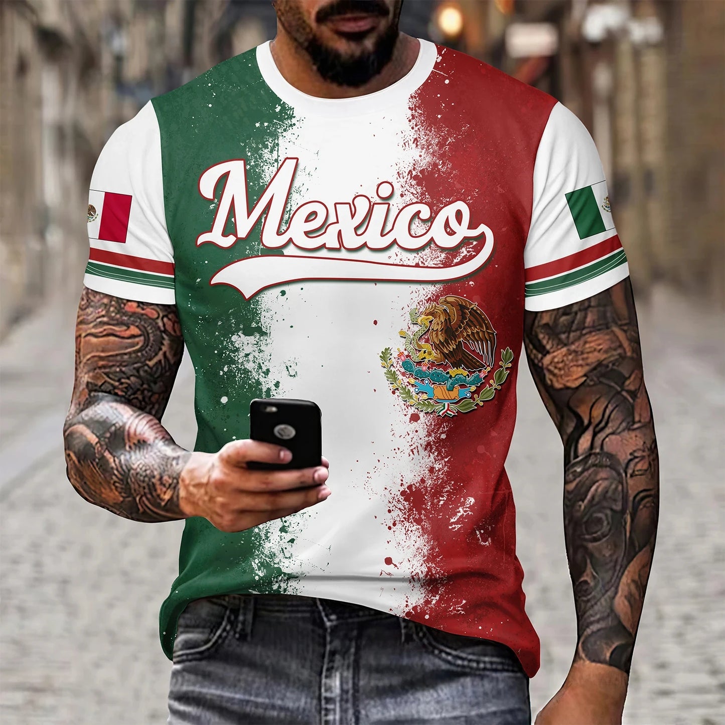 Camiseta México Bandera y Águila - Oversized Casual