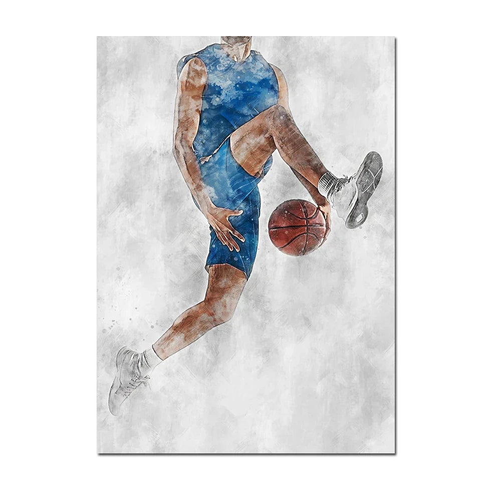 Cuadro Moderno de Fútbol y Básquetbol - Decoración Infantil