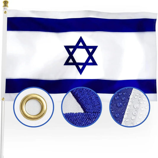Bandera de Israel Bordada - Nylon Resistente. y Bandera de Israel - Impresa, Económica