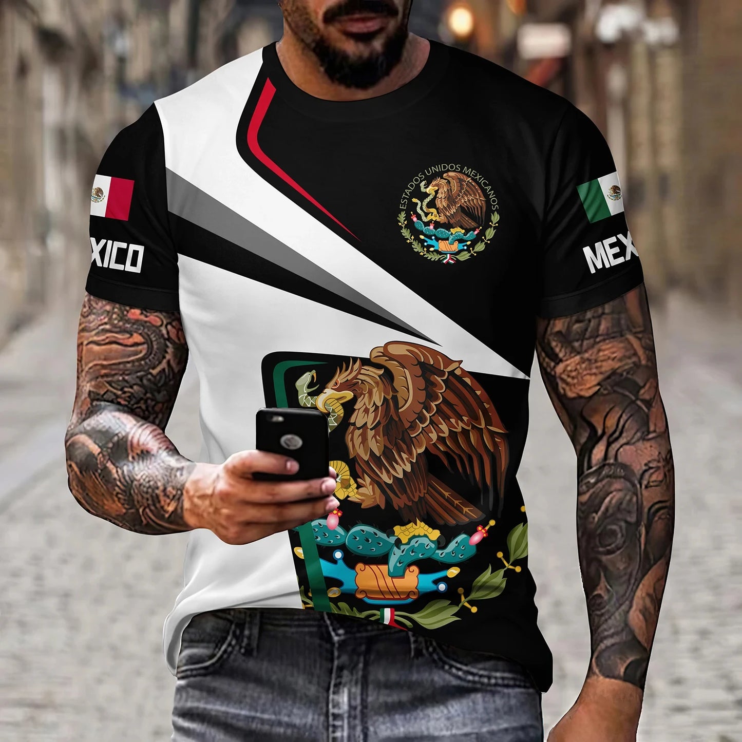 Camiseta México Bandera y Águila - Oversized Casual