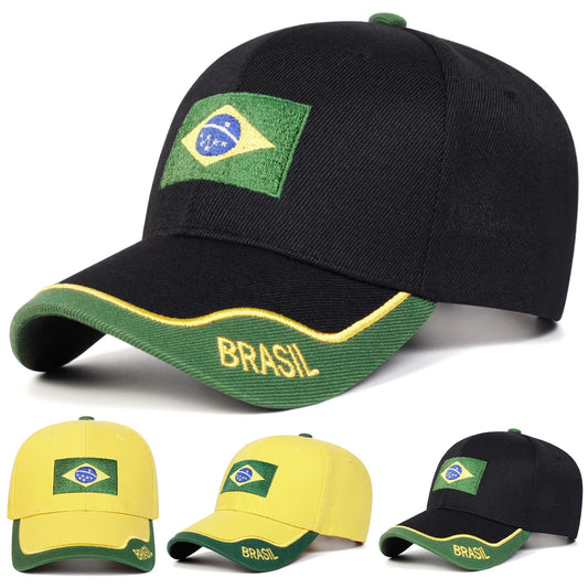 Gorra Bandera Brasil - Bordada, Ajustable