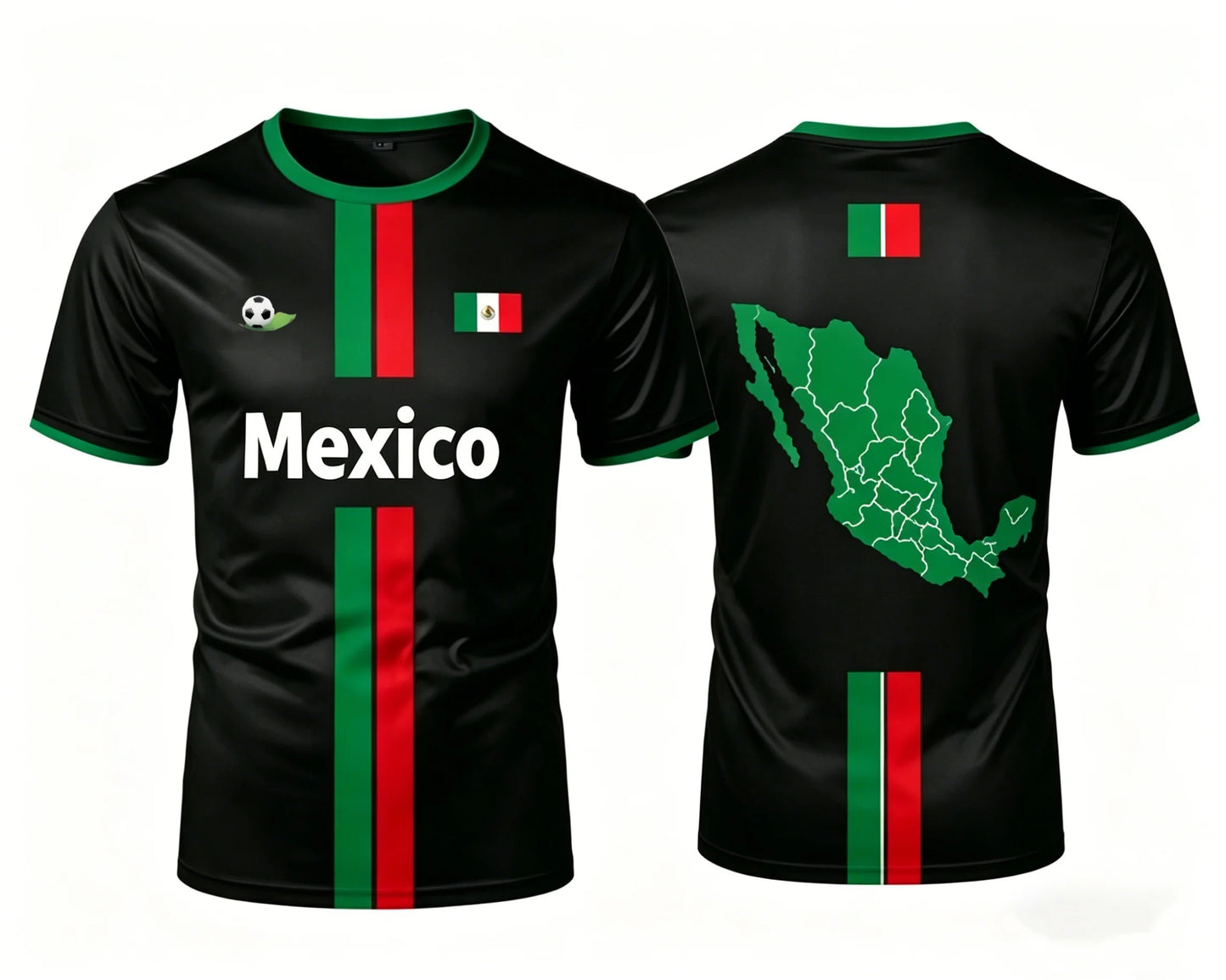 Camiseta Casual Bandera de México - Fanático del Fútbol