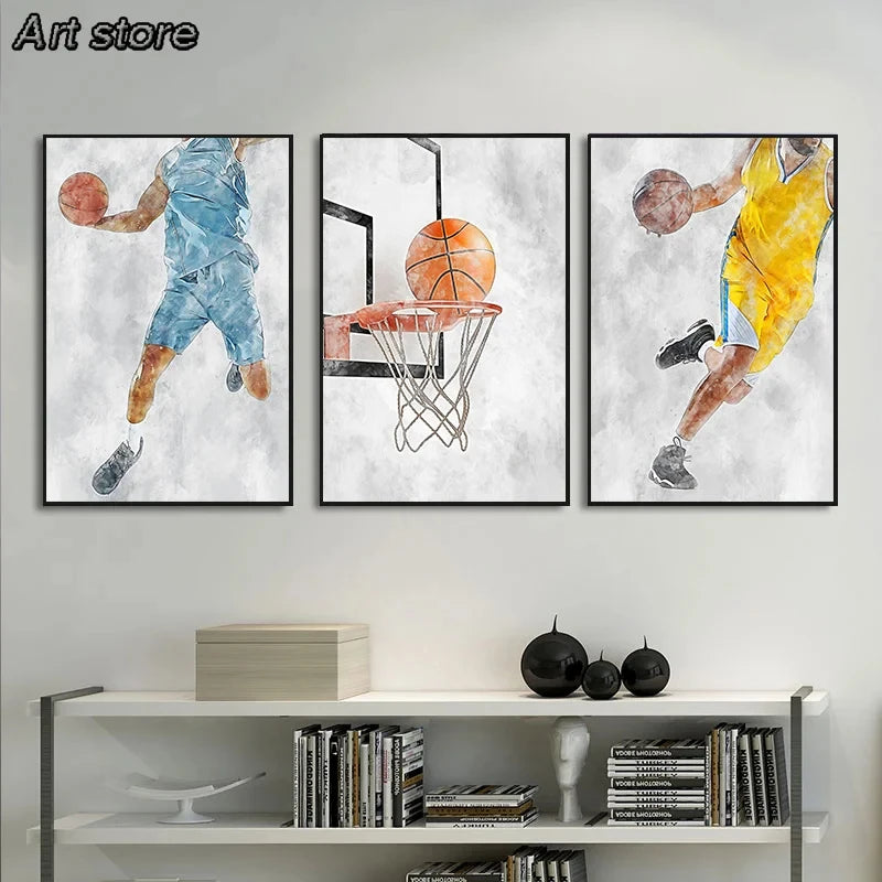 Cuadro Moderno de Fútbol y Básquetbol - Decoración Infantil