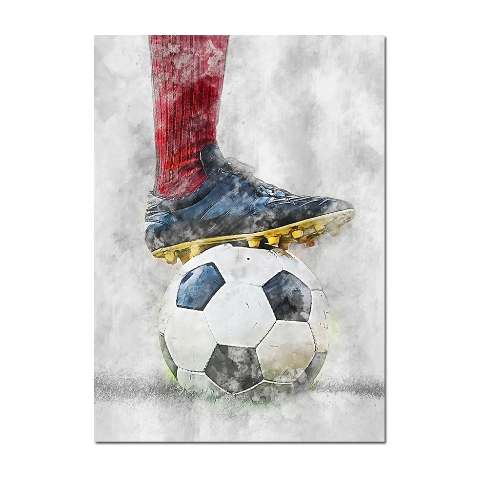 Cuadro Moderno de Fútbol y Básquetbol - Decoración Infantil