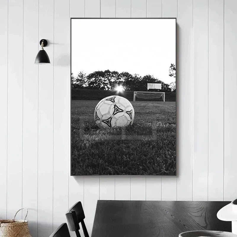 Cuadro Balón de Fútbol Blanco y Negro - Estilo Moderno