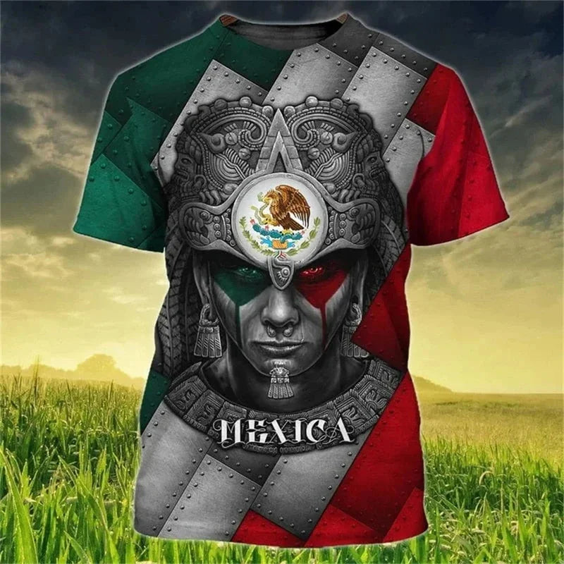 Camiseta Bandera y Águila México - Estampado 3D Oversized
