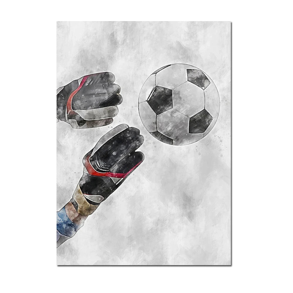 Cuadro Moderno de Fútbol y Básquetbol - Decoración Infantil