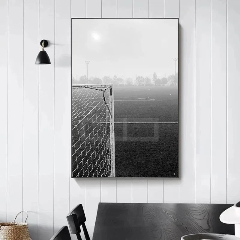 Cuadro Balón de Fútbol Blanco y Negro - Estilo Moderno