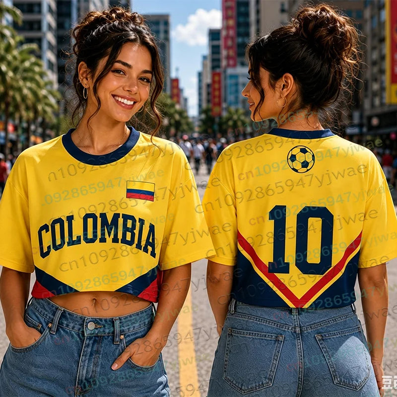 Crop Top Colombia - Estilo Cheerleader, Números Deportivos