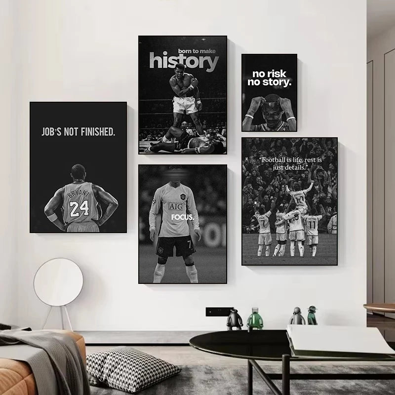 Cuadro Motivacional de Fútbol y Básquetbol - Minimalista