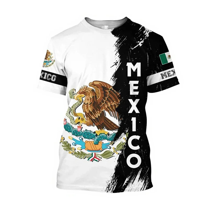 Camiseta Bandera y Águila México - Estampado 3D Oversized