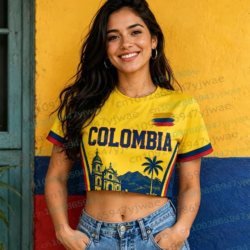 Crop Top Colombia - Estilo Cheerleader, Números Deportivos