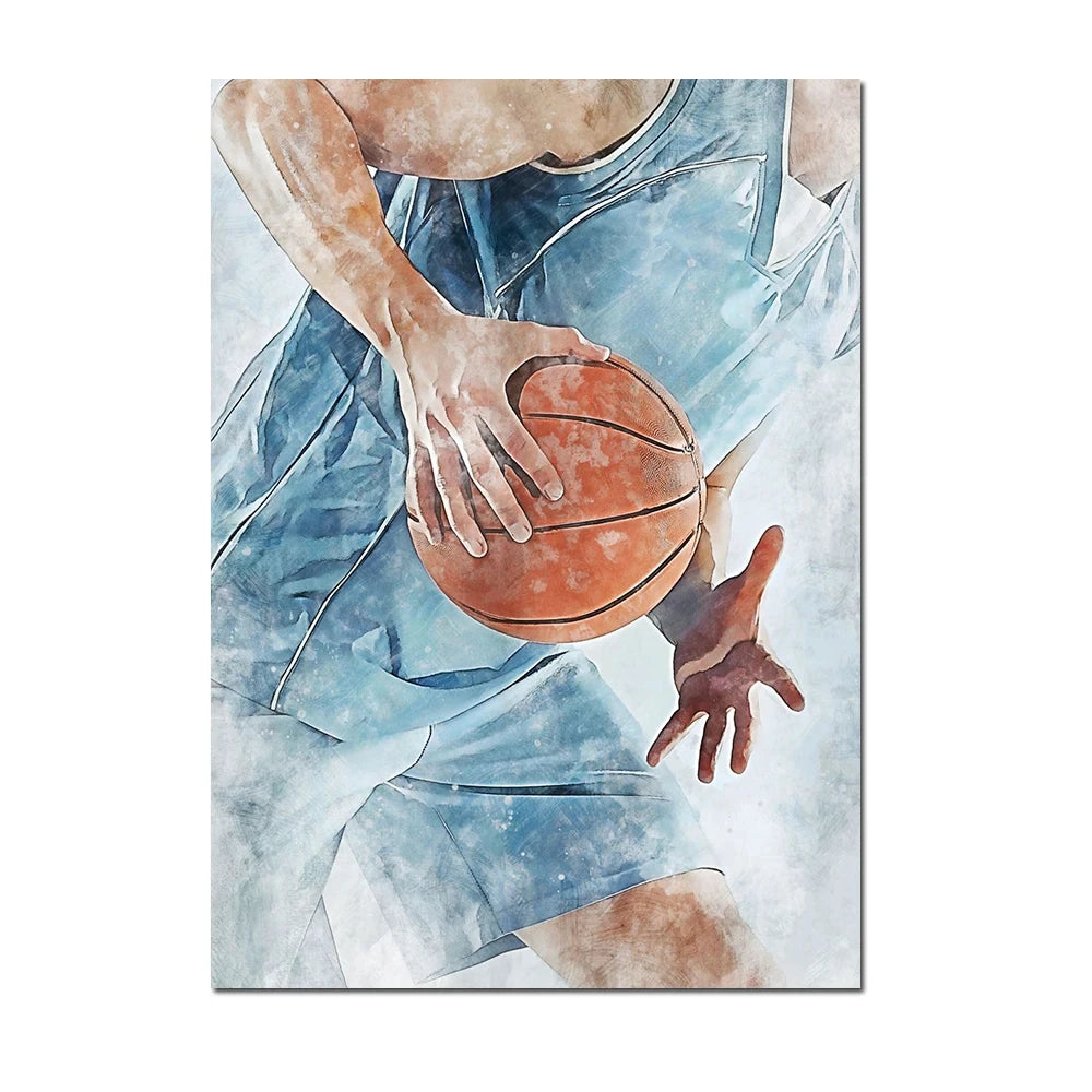 Cuadro Moderno de Fútbol y Básquetbol - Decoración Infantil