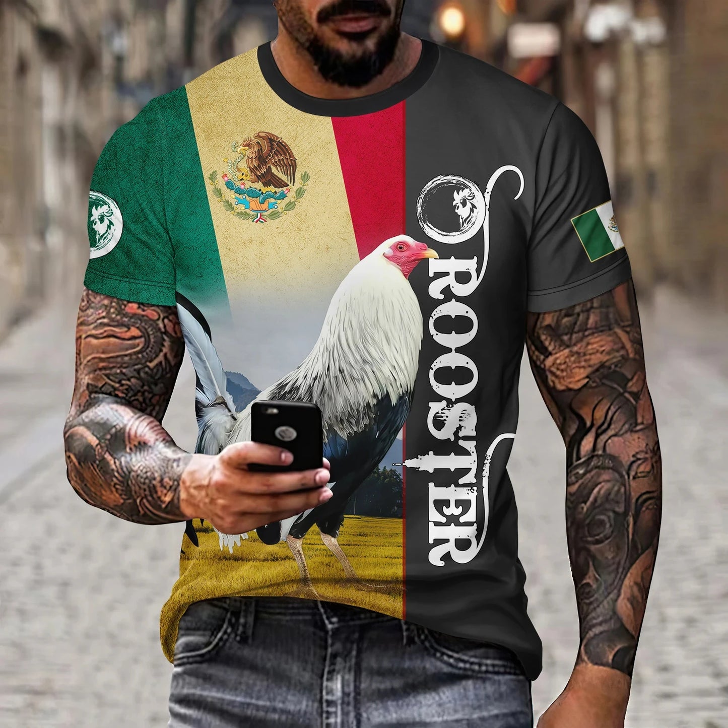 Camiseta México Bandera y Águila - Oversized Casual