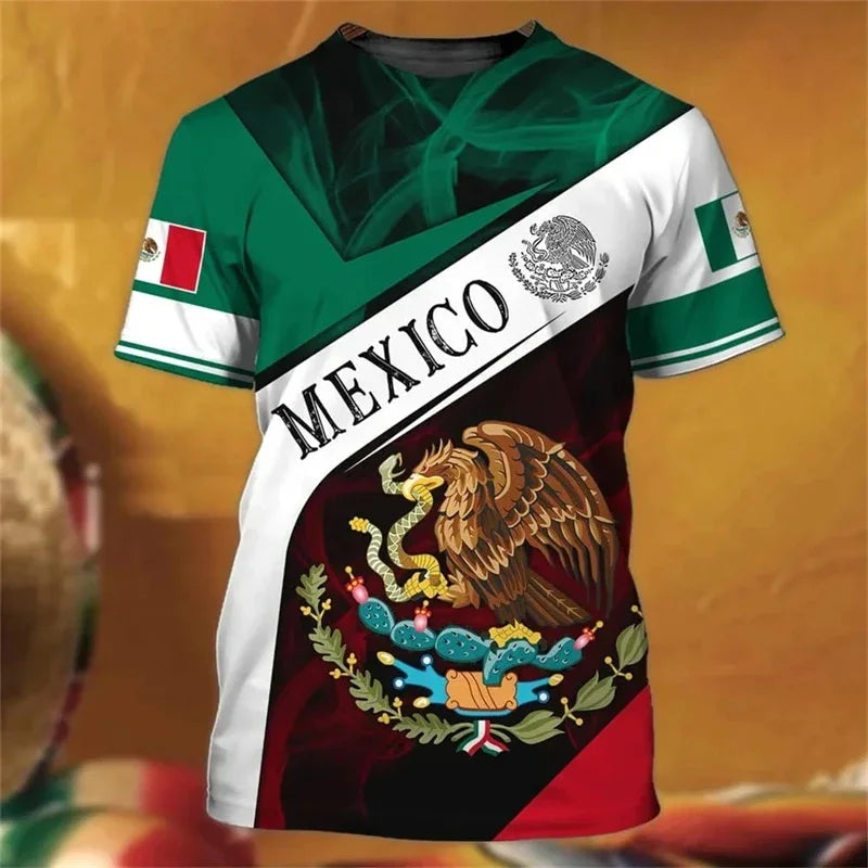Camiseta Bandera y Águila México - Estampado 3D Oversized