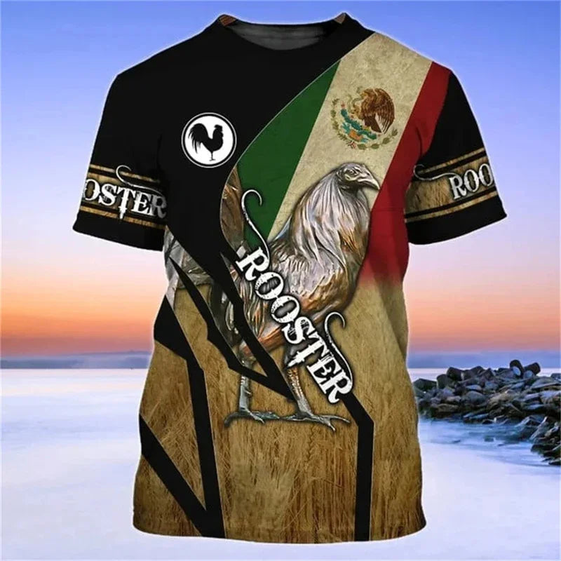 Camiseta Bandera y Águila México - Estampado 3D Oversized