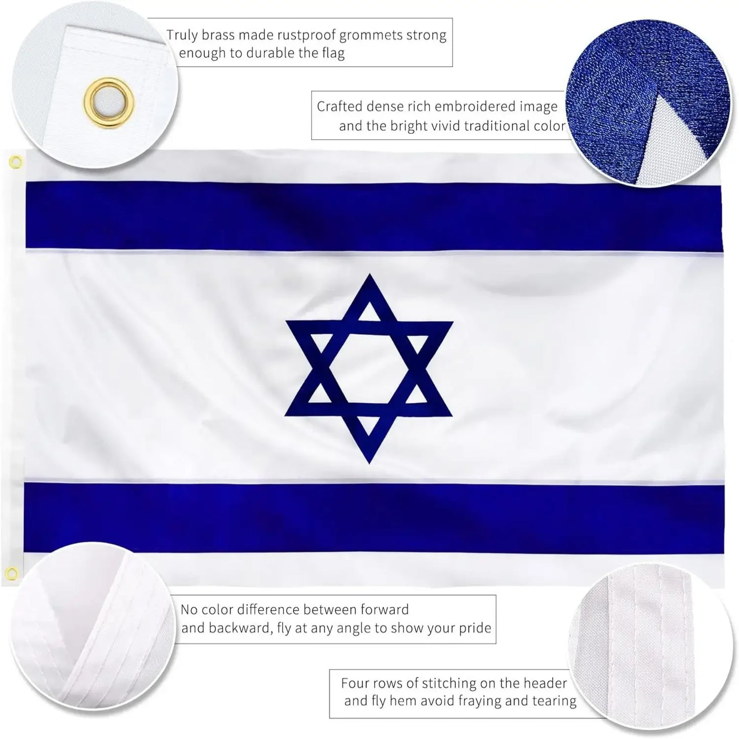 Bandera de Israel Bordada - Nylon Resistente. y Bandera de Israel - Impresa, Económica