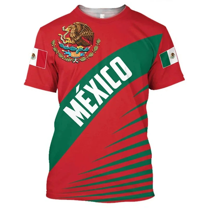 Camiseta Bandera y Águila México - Estampado 3D Oversized