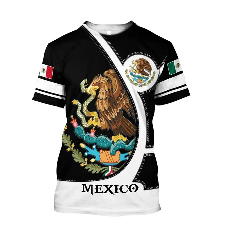 Camiseta Bandera y Águila México - Estampado 3D Oversized
