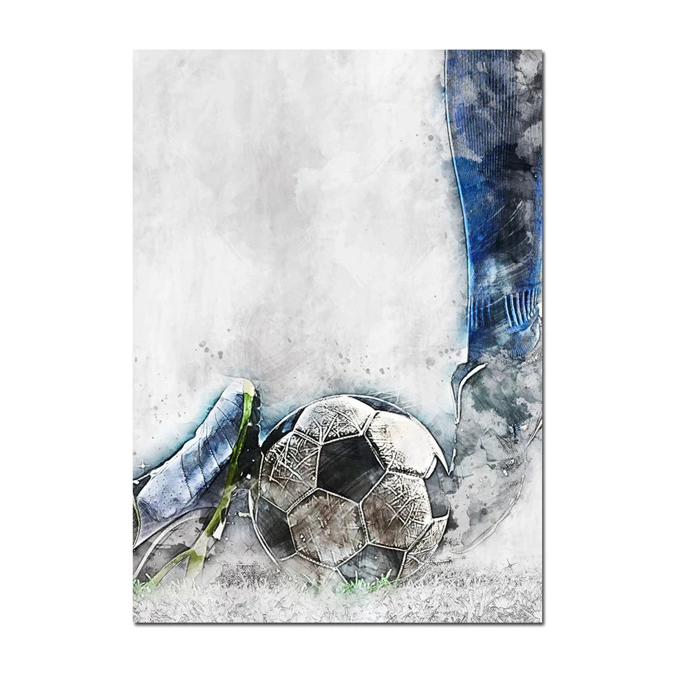 Cuadro Moderno de Fútbol y Básquetbol - Decoración Infantil