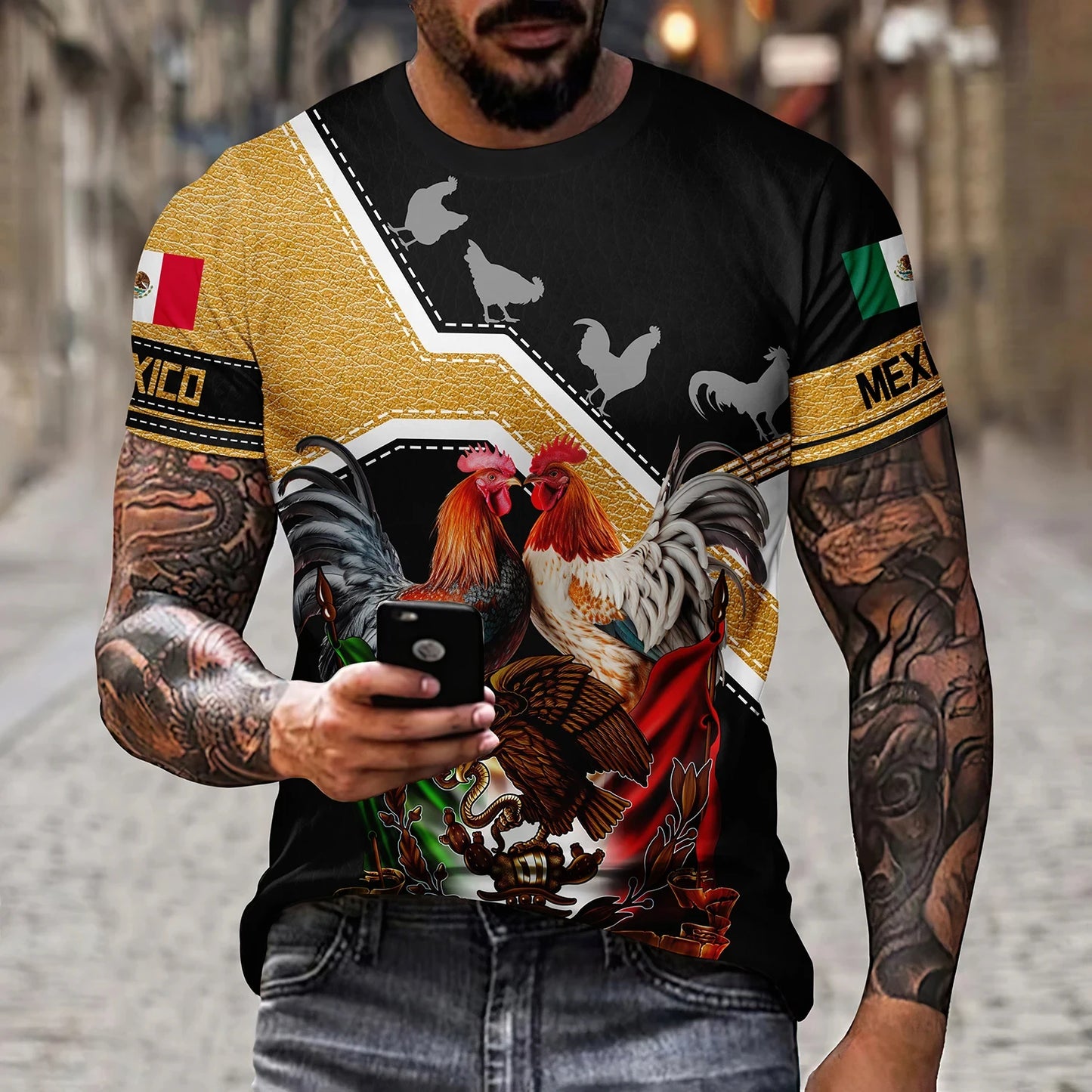 Camiseta México Bandera y Águila - Oversized Casual