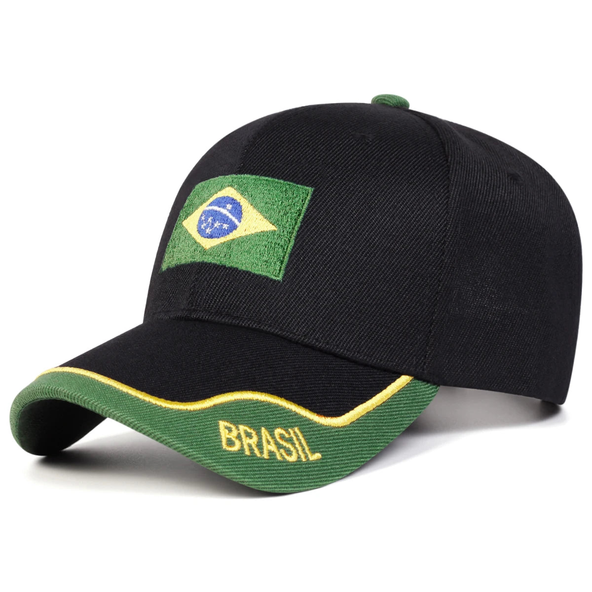 Gorra Bandera Brasil - Bordada, Ajustable