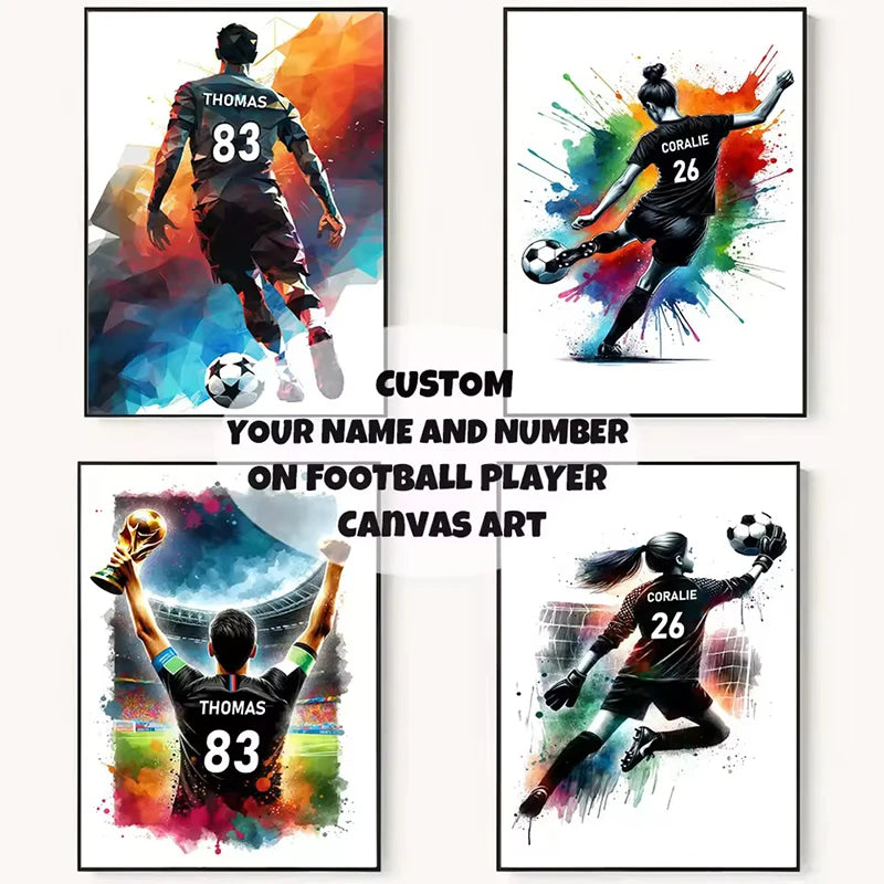 Cuadro Personalizado de Fútbol - Tu Nombre y Número