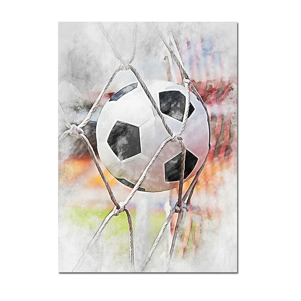 Cuadro Moderno de Fútbol y Básquetbol - Decoración Infantil