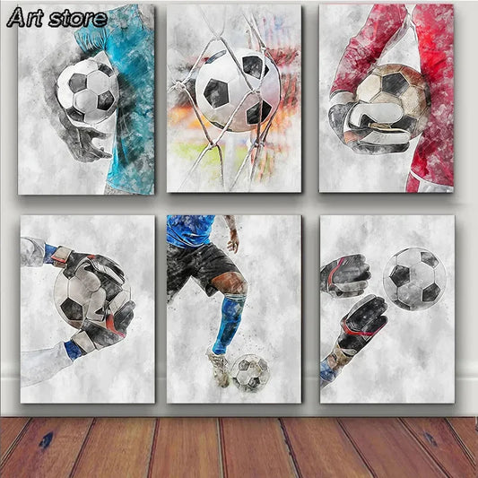 Cuadro Moderno de Fútbol y Básquetbol - Decoración Infantil