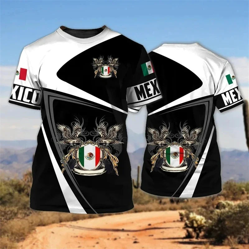 Camiseta Bandera y Águila México - Estampado 3D Oversized