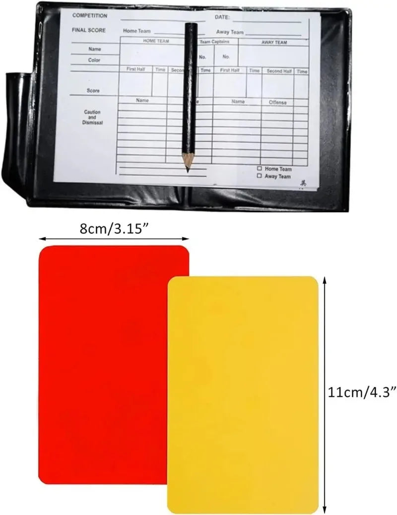Set de Tarjetas de Árbitro - Roja, Amarilla, Libreta y Silbato