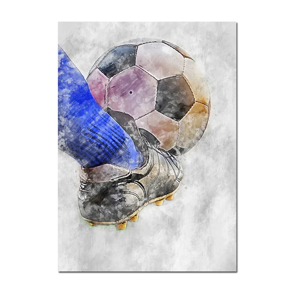 Cuadro Moderno de Fútbol y Básquetbol - Decoración Infantil