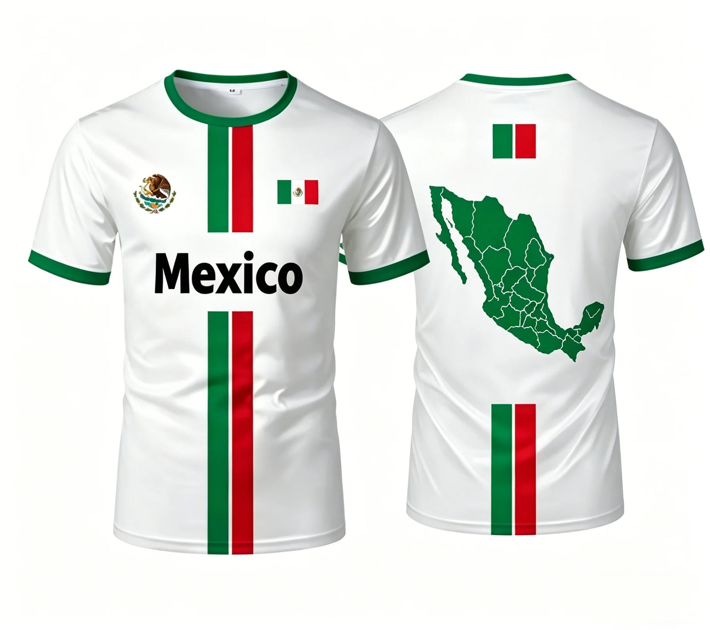 Camiseta Casual Bandera de México - Fanático del Fútbol