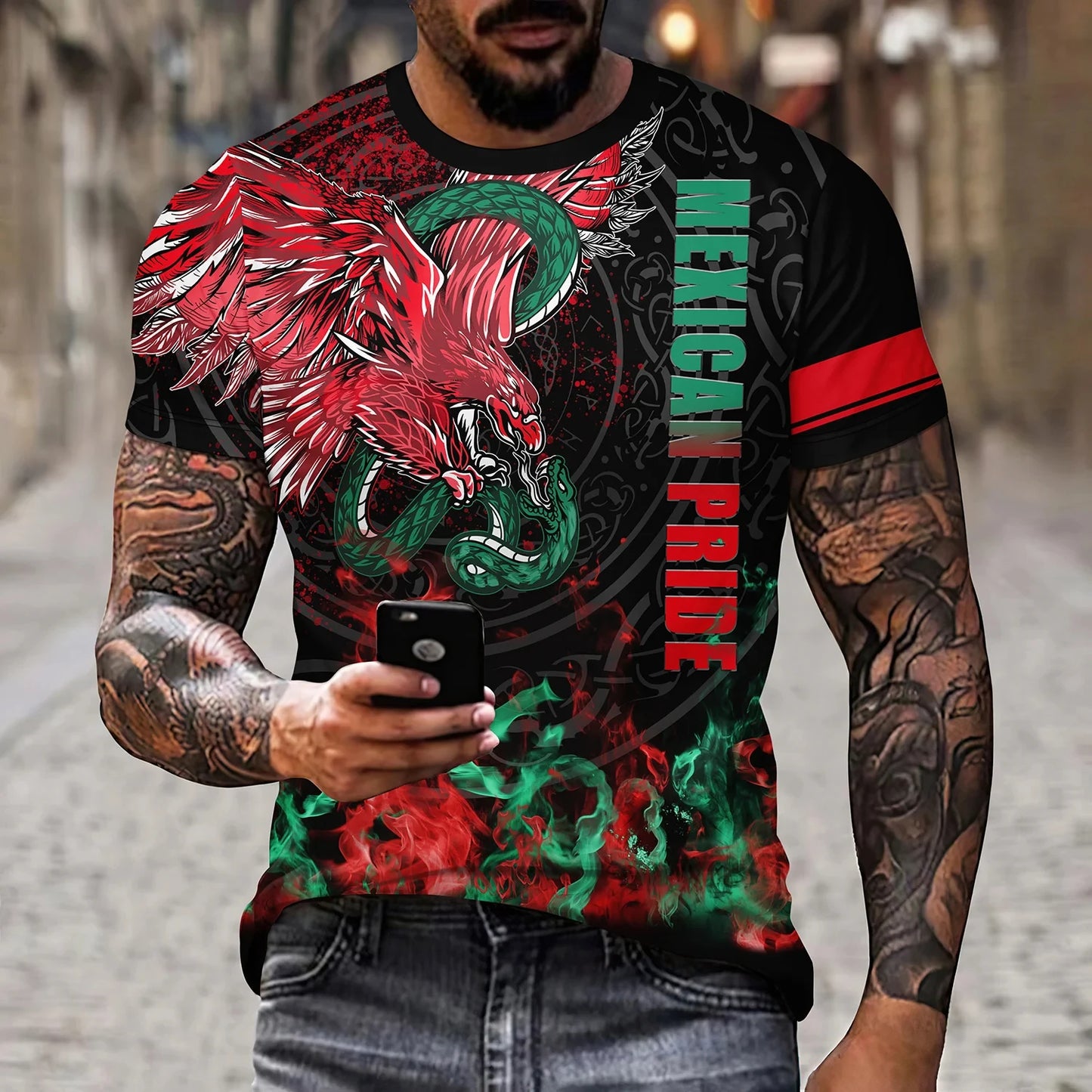 Camiseta México Bandera y Águila - Oversized Casual