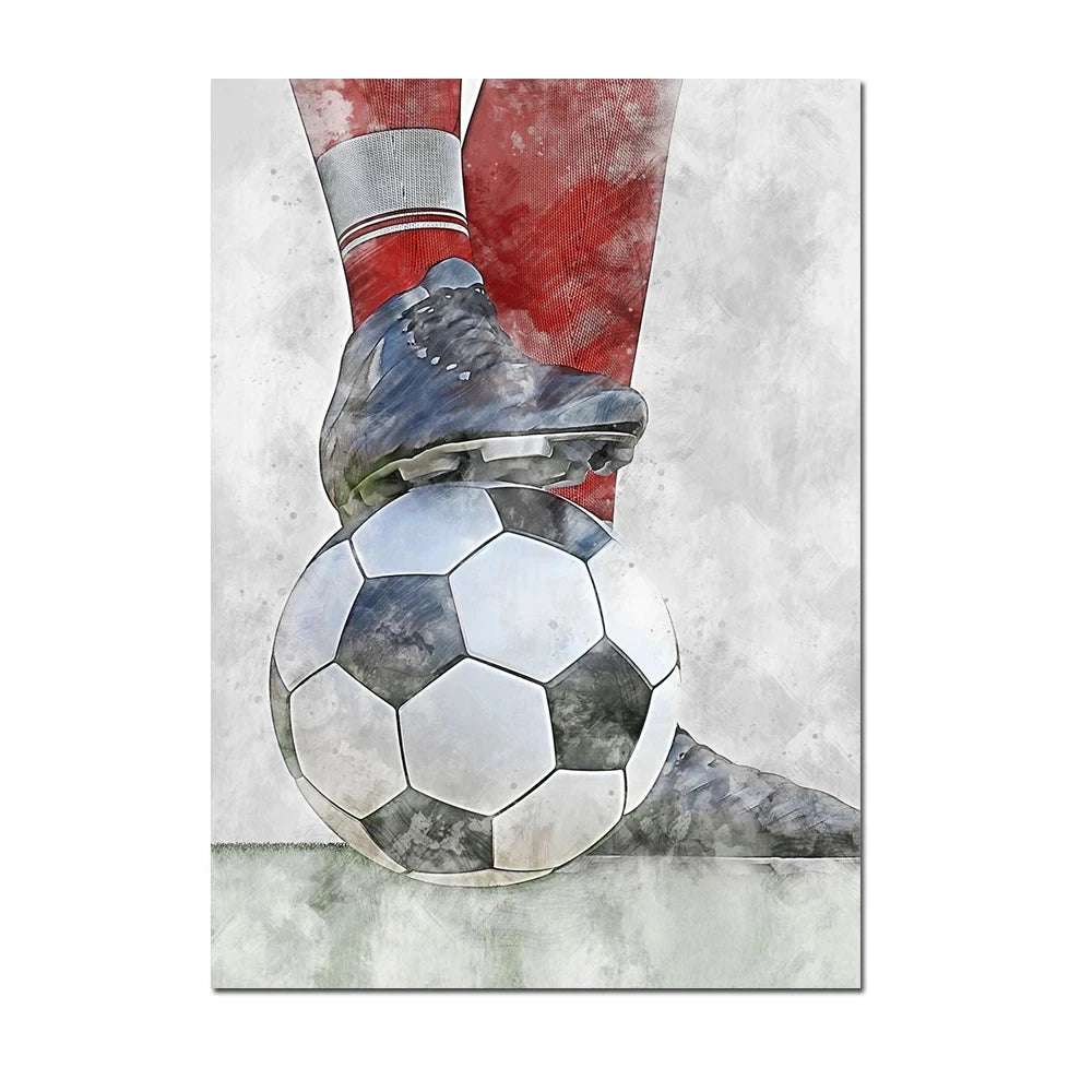Cuadro Moderno de Fútbol y Básquetbol - Decoración Infantil
