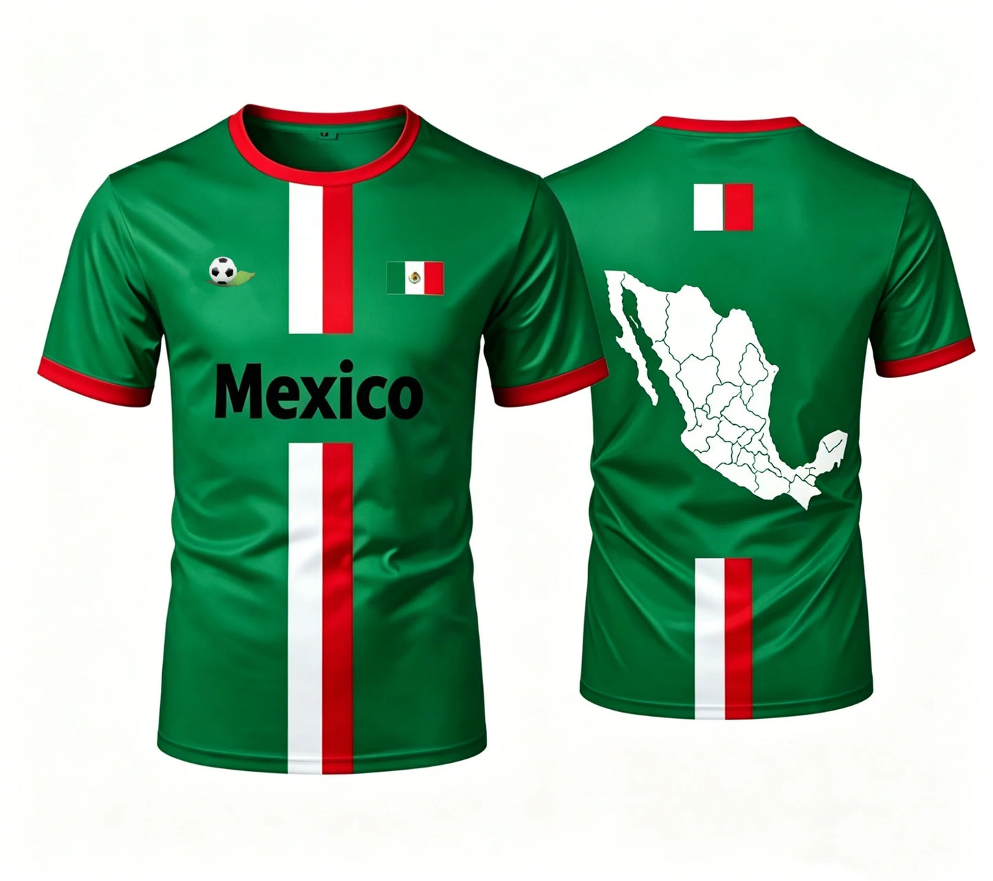 Camiseta Casual Bandera de México - Fanático del Fútbol