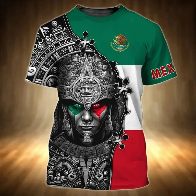 Camiseta Bandera y Águila México - Estampado 3D Oversized
