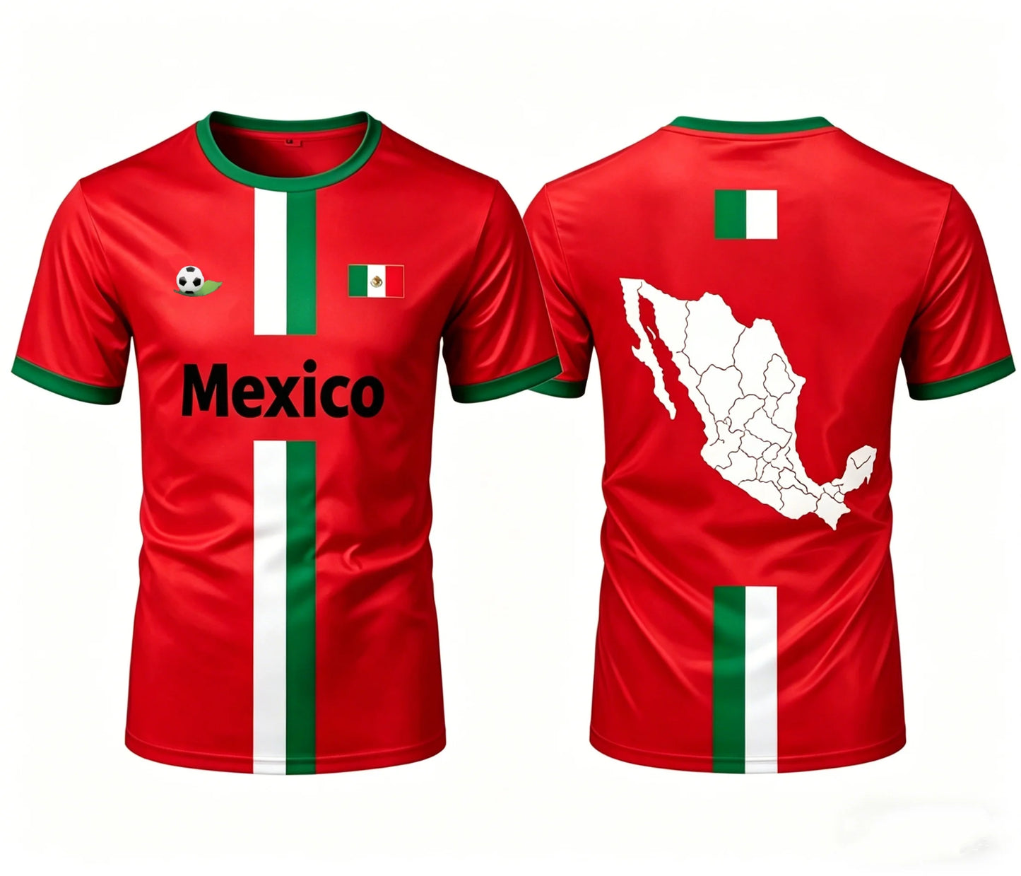 Camiseta Casual Bandera de México - Fanático del Fútbol