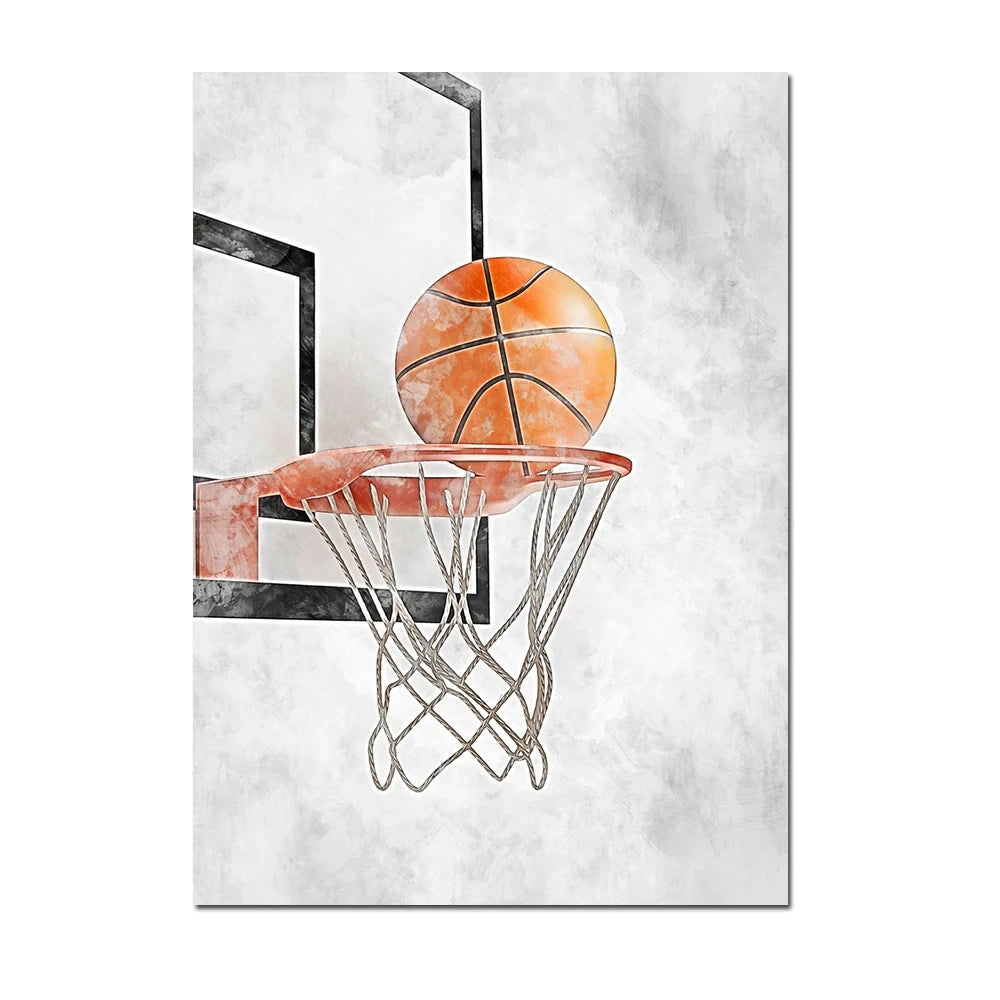 Cuadro Moderno de Fútbol y Básquetbol - Decoración Infantil