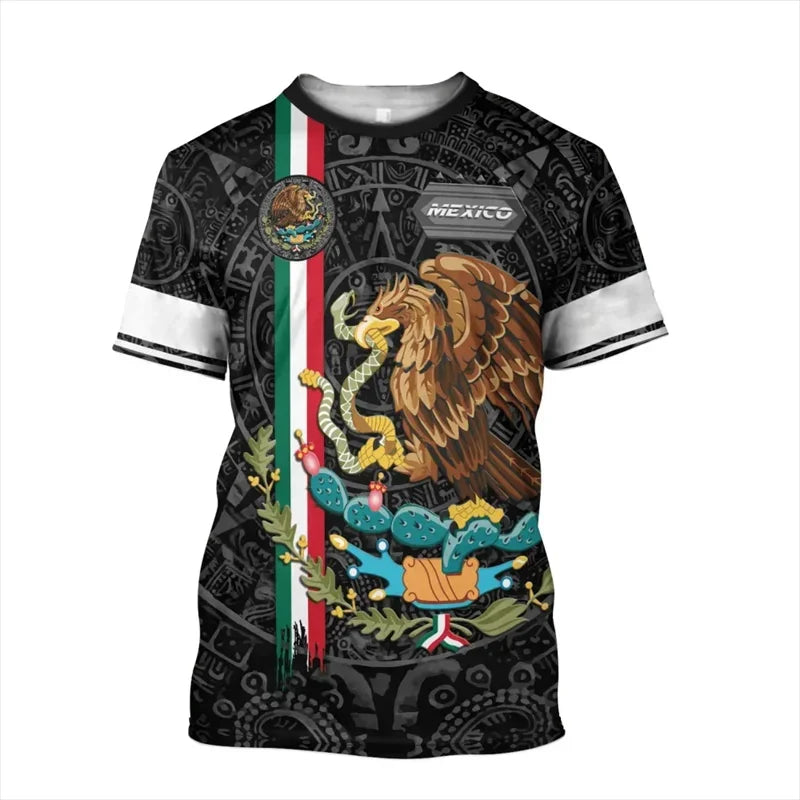Camiseta Bandera y Águila México - Estampado 3D Oversized